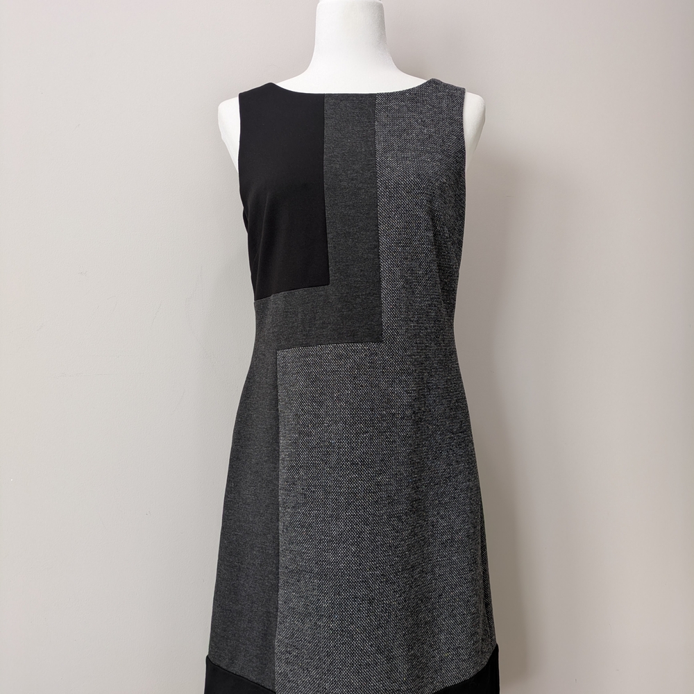 White House Black Market Black and Gray Midi Dress